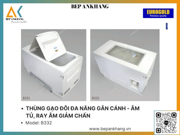 THÙNG GẠO ĐÔI ĐA NĂNG GẮN CÁNH - ÂM TỦ, RAY ÂM GIẢM CHẤN EUROGOLG B331 - 300mm